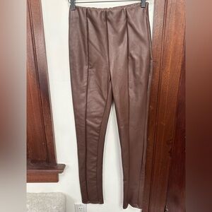 Haute Mode Brown Faux Leather Pants